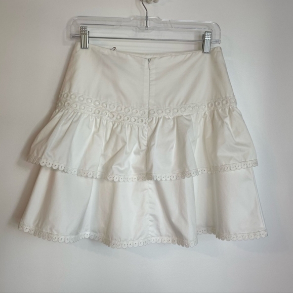 Kasia by Anthropology White Cotton Tiered Ruffled Mini Skirt, Small - Picture 2 of 7